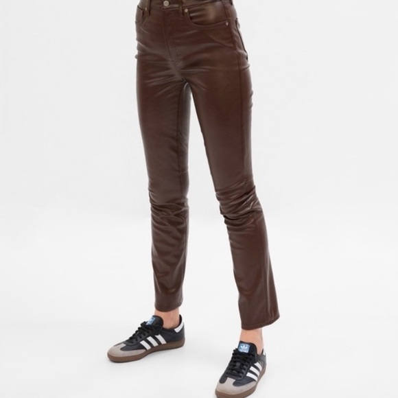 GAP Pants - Gap Vintage Slim High Rise Brown Faux Leather Pants 10 Short/30